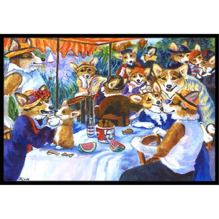 Carolines Treasures Corgi Boating Party Indoor and Outdoor Mat- 18 x 27 in. 7321MAT